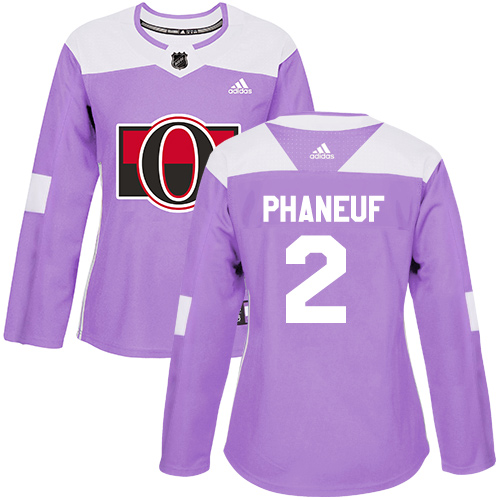 Adidas Senators #2 Dion Phaneuf Purple Authentic Fights Cancer Women's Stitched NHL Jersey